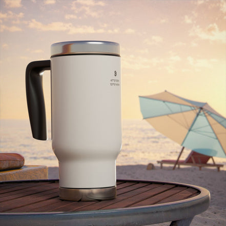 BlockForm | Coordinates Tumbler White 14oz Stainless Steel Travel Mug with Handle — Insulated Coffee Tumbler