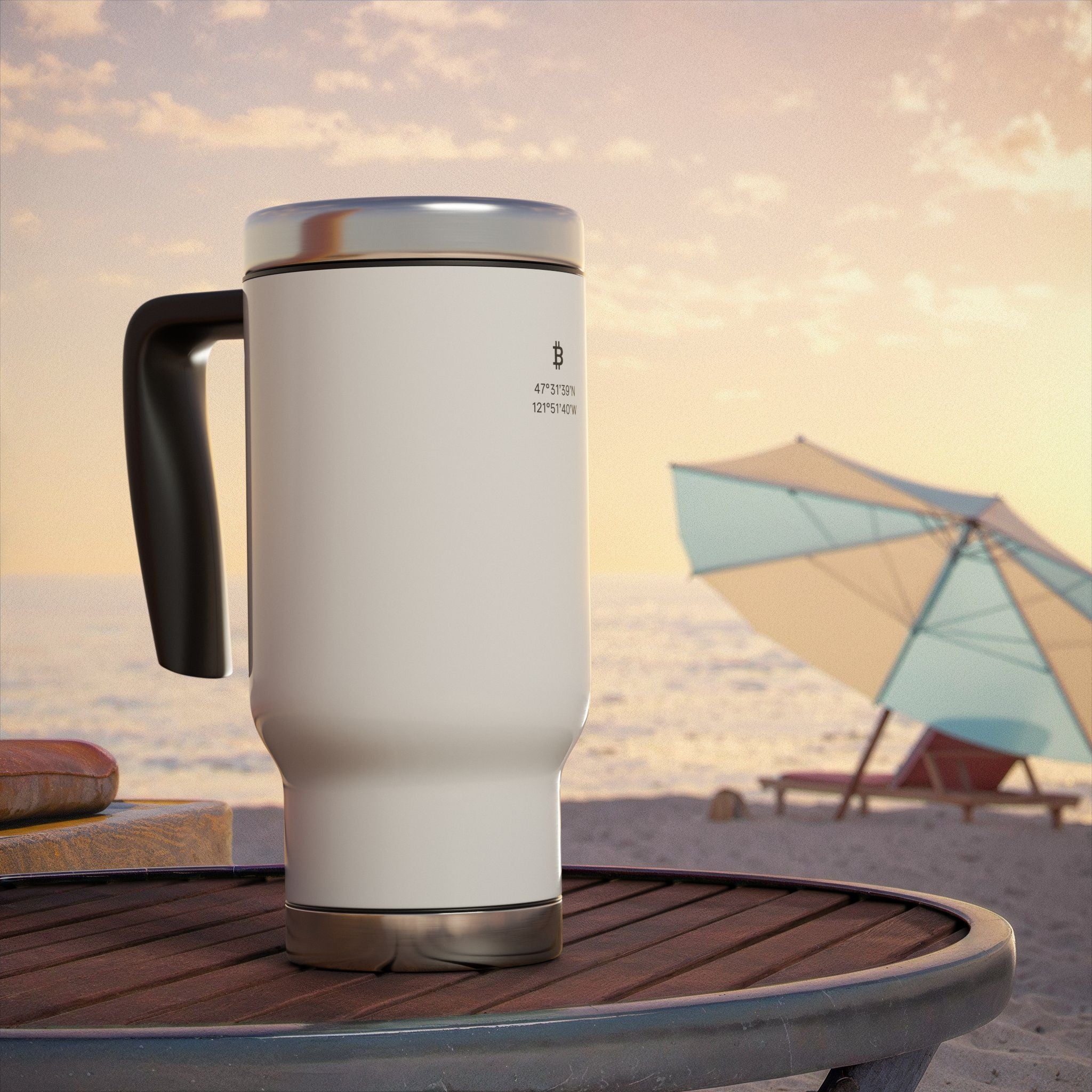 BlockForm | Coordinates Tumbler White 14oz Stainless Steel Travel Mug with Handle — Insulated Coffee Tumbler